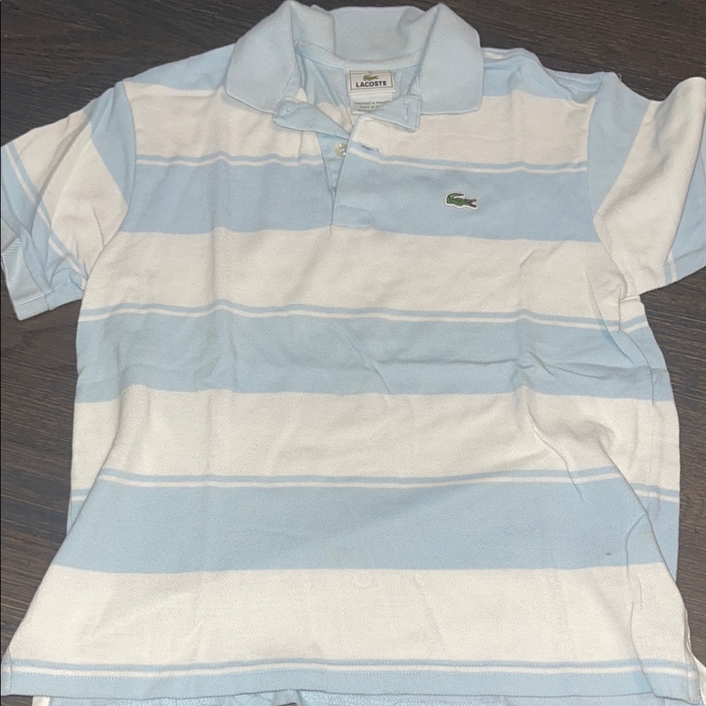 Lacoste Light Blue and White Polo Shirt